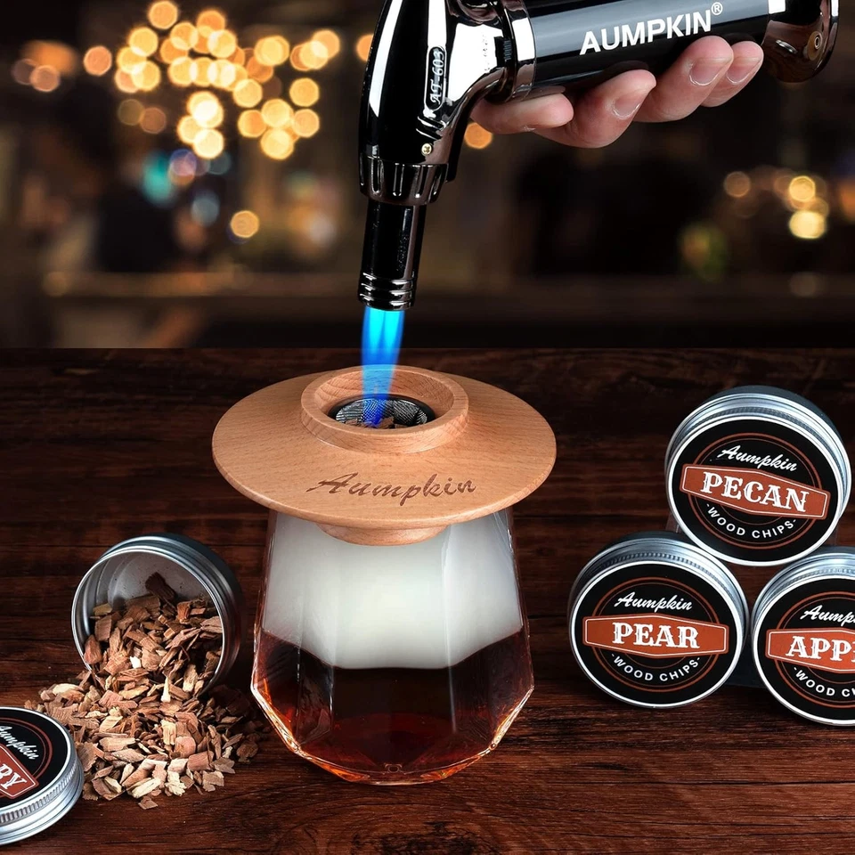Kit para ahumador de cócteles antorcha 6 sabores astillas de madera bourbon whisky ahumador kit infusor Foto 2 de 4