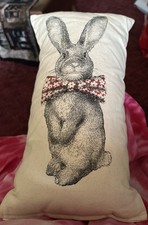 Maya & Pickles Bunny Rabbit With Bow Tie Cotton Canvas Decorative Pillow 15"X8"