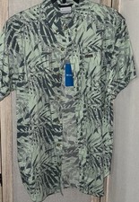 NEW Columbia Rapid Rivers Printed Short Sleeve Shirt Green Palms Logo 97 Cotton
