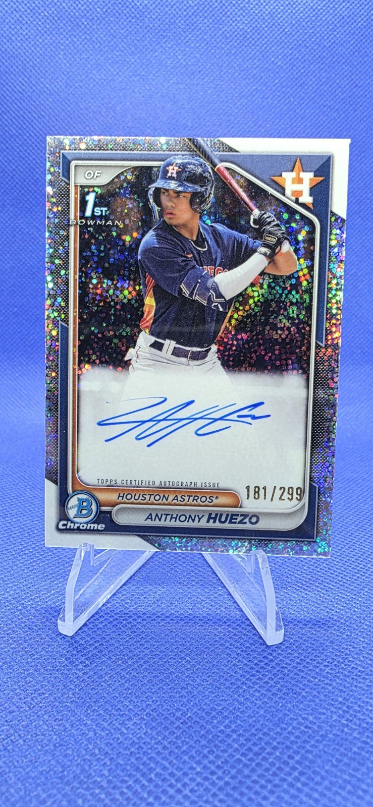 Anthony Huezo 2024 Bowman 1st Chrome Speckle Refractor Auto # 181/299 Astros