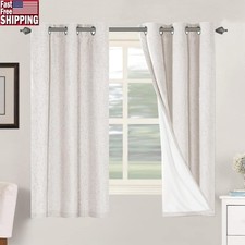 Linen Blackout Curtain Panels 100 Light Blocking Noise Reducing 2 Pack New