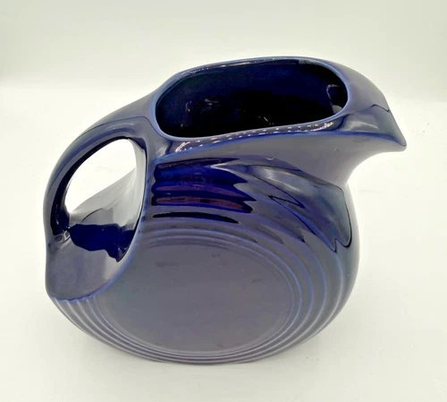 Vintage Fiesta Ware Cobalt Blue Disk Water Pitcher 7.25” 64 Oz.