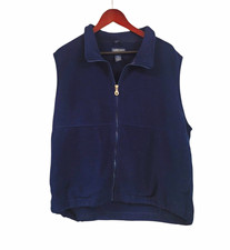 Vintage Lands End Fleece Vest Mens XL Blue Full Zip Made In USA Direct Merchants