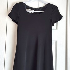 Jones New York Dress 4 Petite Black Midi Short Sleeve A-Line 
