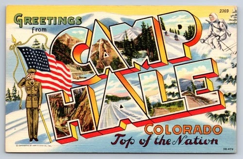 Postcard CO Large Letter Greetings From Camp Hale Military WW2 Era Army Linen