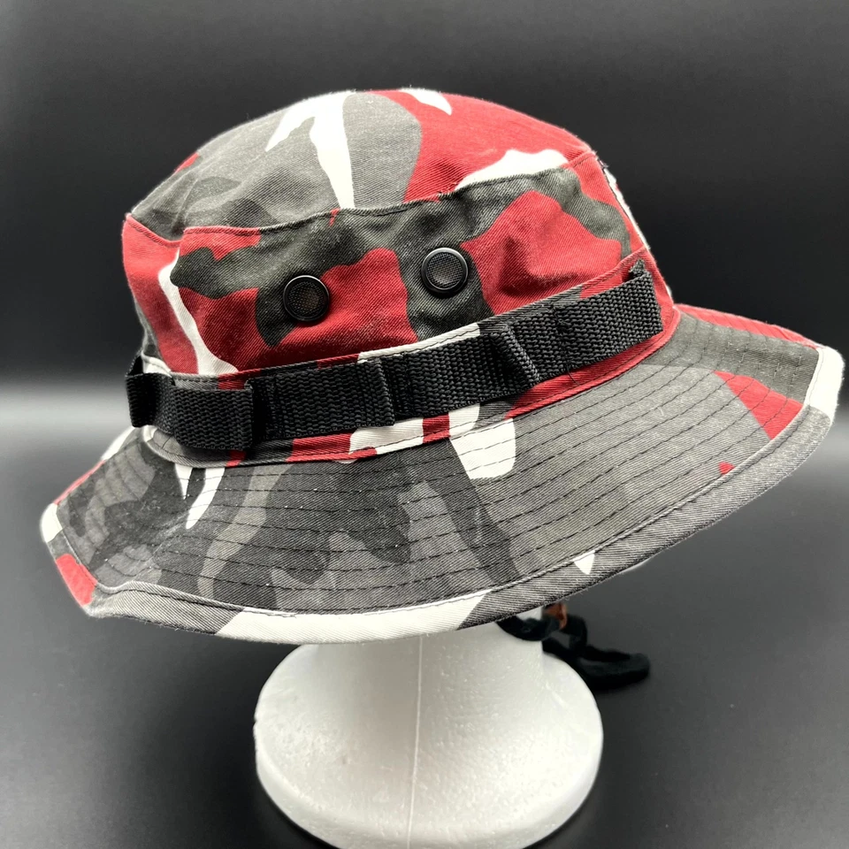 Sombrero Cardenales Para Hombres 7 3/4 Rojo Camuflaje Gorra Cubo Pescador Boonie Cuerda Ala Ancha Foto 3 de 4