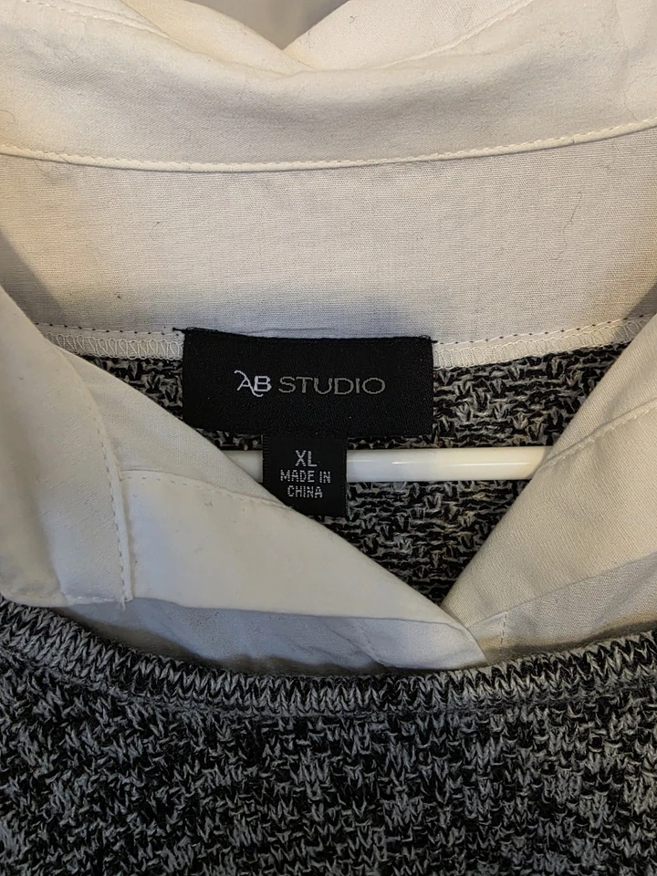 Blusa Top Suéter Negra AB Studio | Talla XL | Cuello Tejido Aspecto en Capas Foto 2 de 4