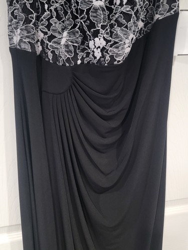 Connected Maxi Dress Womens 16 Black And White Lace Textured Draped Stretch - Picture 3 of 15