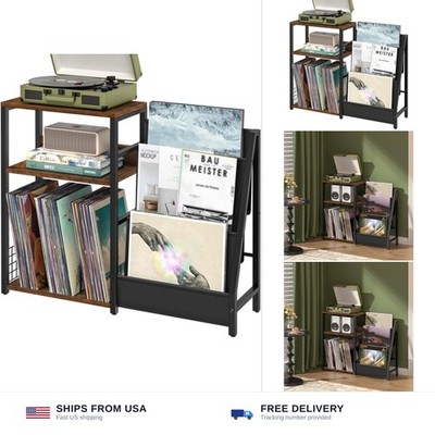 LELELINKY Record Player Stand with Vinyl Storage, 3 Tier Turntable Stand with...