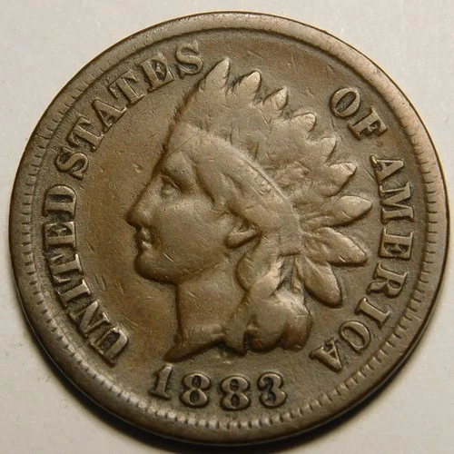 1883 Indian Head Cent Penny VG - F  "Not Cleaned - Actual Coin Pictured"