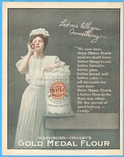 1907 Gold Medal Flour Sack Washburn Crosby Minneapolis MN Biscuits Pies Bread Ad