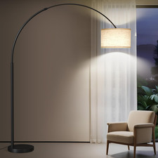 Modern 82" Tall Arc Floor Lamp - Adjustable Curved Design for Living Room, Black