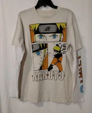 Naruto Shippuden Collection Shirt L Ivory Long Sleeve Uzumaki Graphic Anime