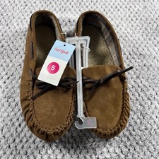 Cat Jack Brown Moccasin Slippers Size 5 Kids Boys Girls Lined Cozy Warm