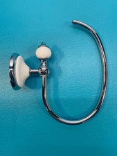 Robe and Towel Hook White Porcelain and Polished Chrome, Clean, Rust Free, Hdwr