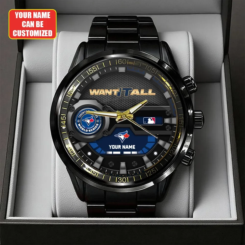 Personalized Toronto Blue Jays World Series 2025 Black Stainless Steel Watch