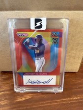 Leaf Vivid Jackson Chourio Autograph Rookie Red Parallel Baseball Card /35