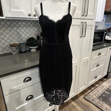 Express Black Lace Corset Midi Dress Sz 4 Sleeveless Whimsigoth Bustier Goth Y2K