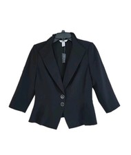 New White House Black Market Women's Ruffle Neck 3/4 Sleeve Blazer Sz 2