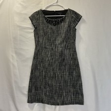 Banana Republic Short Sleeve Tweed Dress With Embellishments On Neckline 6