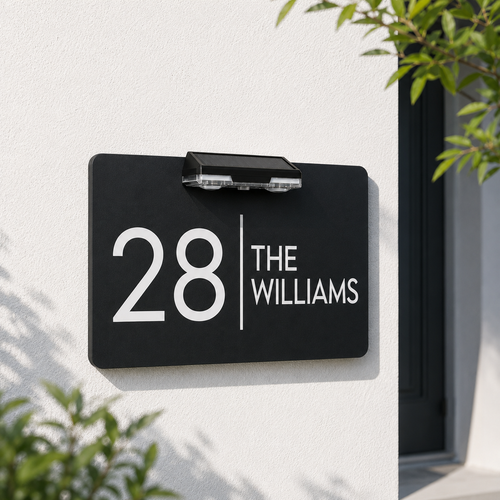House Number Plaques Door Personalised House Signs Bright LED Solar 9 Light Mode - Picture 6 of 26