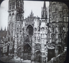 Rouen Cathedral, France, c1900s G. Kanzee Magic Lantern Glass Slide