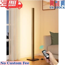 Wood LED Corner Floor Lamp, Modern Dimmable Light with Remote