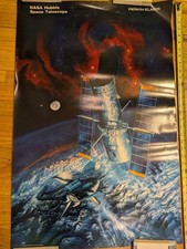Original NASA Hubble Telescope Poster c1990 33 X 21 Dixon Sternbach PerkinElmer