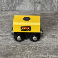 Vintage Brio Wooden Railway Car Wooden Magnetic Yellow Black Toy Train