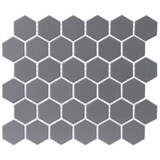 Metro 2 In. Hex Glossy Grey 11-1/8 In. X 12-5/8 In. Porcelain Mosaic Tile 10.0