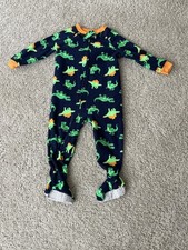 Boys Child Of Mine By Carter's Navy Blue Dinosaur Print Pajama Sleeper Size 24M