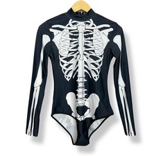 Skeleton Bodysuit Halloween Costume Small / Medium Women Long Sleeves Bones