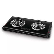 2-Burner 12 In. Black Hot Plate with Temperat...