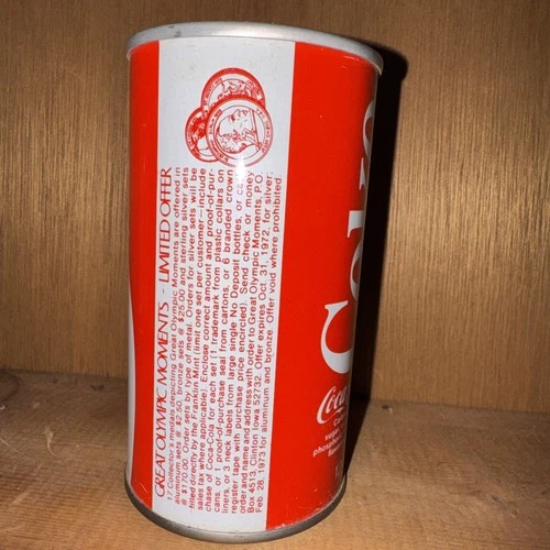 VTG 1972 Coke Coca Cola 12oz Steel Soda Pop Pull Tab Empty Can Olympic Medals