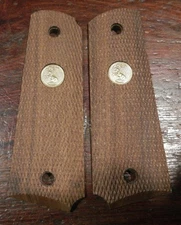 Colt 1911 Government / Commander Wood Grips w/ Gold Medallions - Vintage Style
