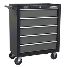 Sealey AP2505B Black Heavy Duty Roller Cabinet 5 Drawer Tool Chest Ball Bearing
