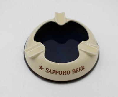 SAPPORO BEER 3 POSITION ASHTRAY CERAMIC BREWERIANA ROUND MADE IN JAPAN CIGAR