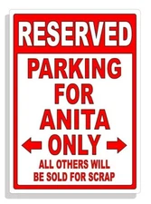 Personalized Parking Sign Wall Decal Metal Sign No Parking Customized for Anita