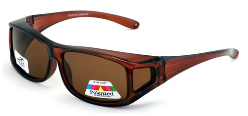 Polarized Fit Over Glasses Sunglasses 60mm Rectangular Frame Unisex Black Brown - Picture 5 of 25