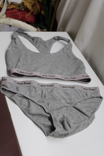 NWT Calvin Klein Gray Bralette & Bikini Set Modern Band 2 pc S/P - Picture 5 of 8