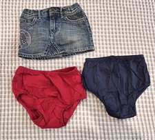 Baby Gap Girls Embroidered Peace Denim Skirt With 2 Pairs Bloomers 18-24 Months