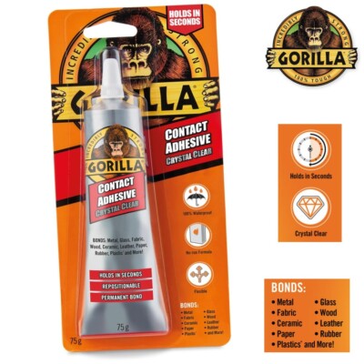 Gorilla Kontaktkleber – Wasserfester Klarkleber Für Holz, Glas, Metall, Gewebe (75g)