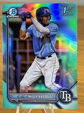 2022 1st Bowman Chrome Willy Vasquez Aqua Refractor Prospect RC 1 #20/125 Rays