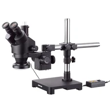 AmScope 7X-135X Trinocular Stereo Zoom Microscope Boom + 144 LED Ring Light