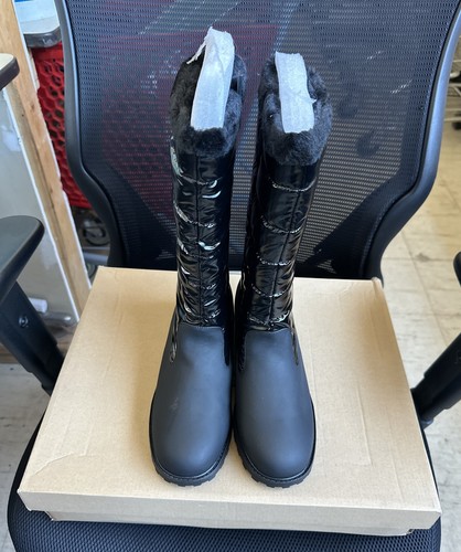 Trotters Benji Weatherproof Faux Fur Boot in Black Rubber/Polyester 8.5M - Picture 2 of 6