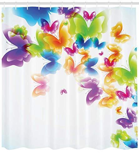 Cortina de Ducha Mariposa, Grupo de Mariposas Banda 69" W x 70" L Verde Amarillo - Imagen 3 de 4