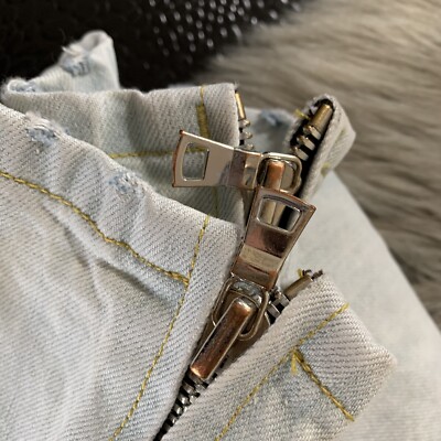 Mintcrew Rockstar Skinnies Destroyed Light Blue Jeans Hem Zippers