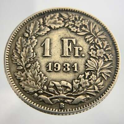 1931 B Switzerland One 1 Franc KM#24 Circulated Coin Silver Y987
