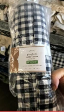 Pottery Barn Gingham Check Table Throw Runner Navy Blue 50sq Easter Spring New🦩