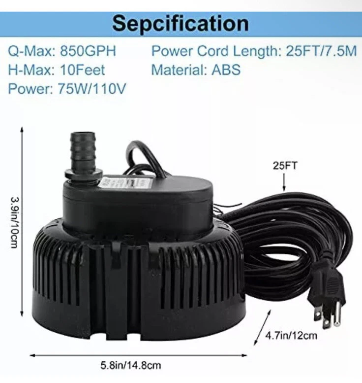 Artilife 850 GPH Pool Cover Pump Above Ground - Submersible Water Sump Pump S... - Image 3 of 4